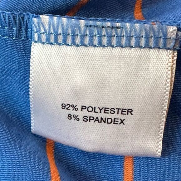 Peter Millar Summer Comfort XL Short Sleeve Blue and Orange Striped Golf Polo - Picture 3 of 6